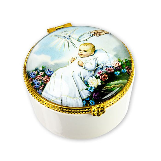 Baptism Porcelain Rosary Box