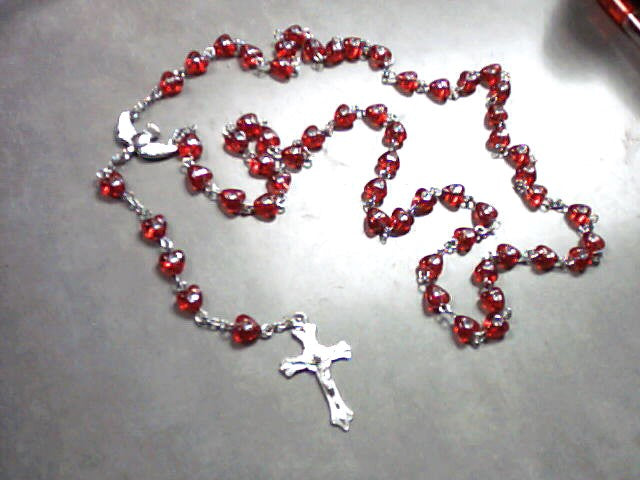 Red Confirmation Rosary with Holy Spirit center