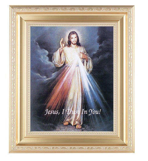 Divine Mercy picture in gold frame