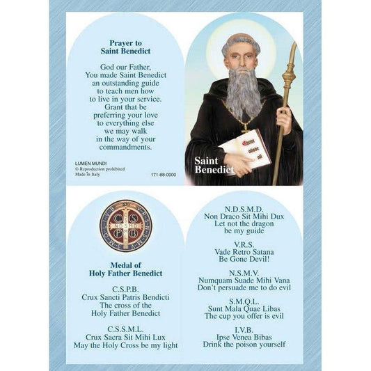 Saint Benedict - Arched Folding  Prayer Card