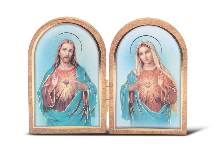 SACRED HEART OF JESUS AND IMMACULATE HEART OF MARY BI-FOLD PLAQUE