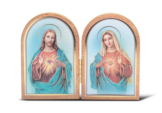 SACRED HEART OF JESUS AND IMMACULATE HEART OF MARY BI-FOLD PLAQUE