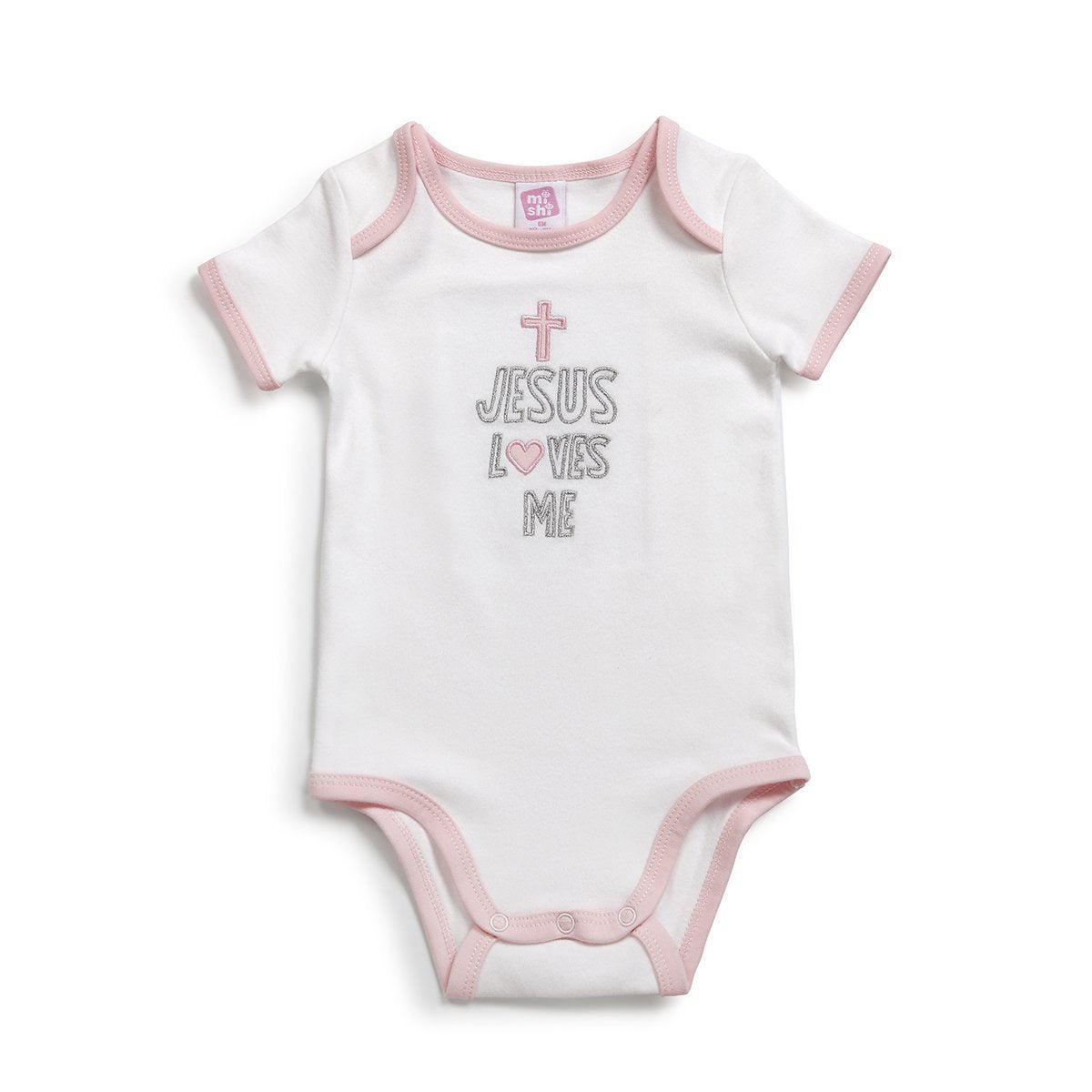 Baby Onesie "Jesus Loves Me," Pink or Blue