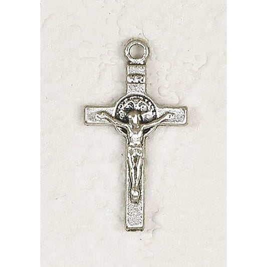 Miniature St. Benedict crucifix in silver tone