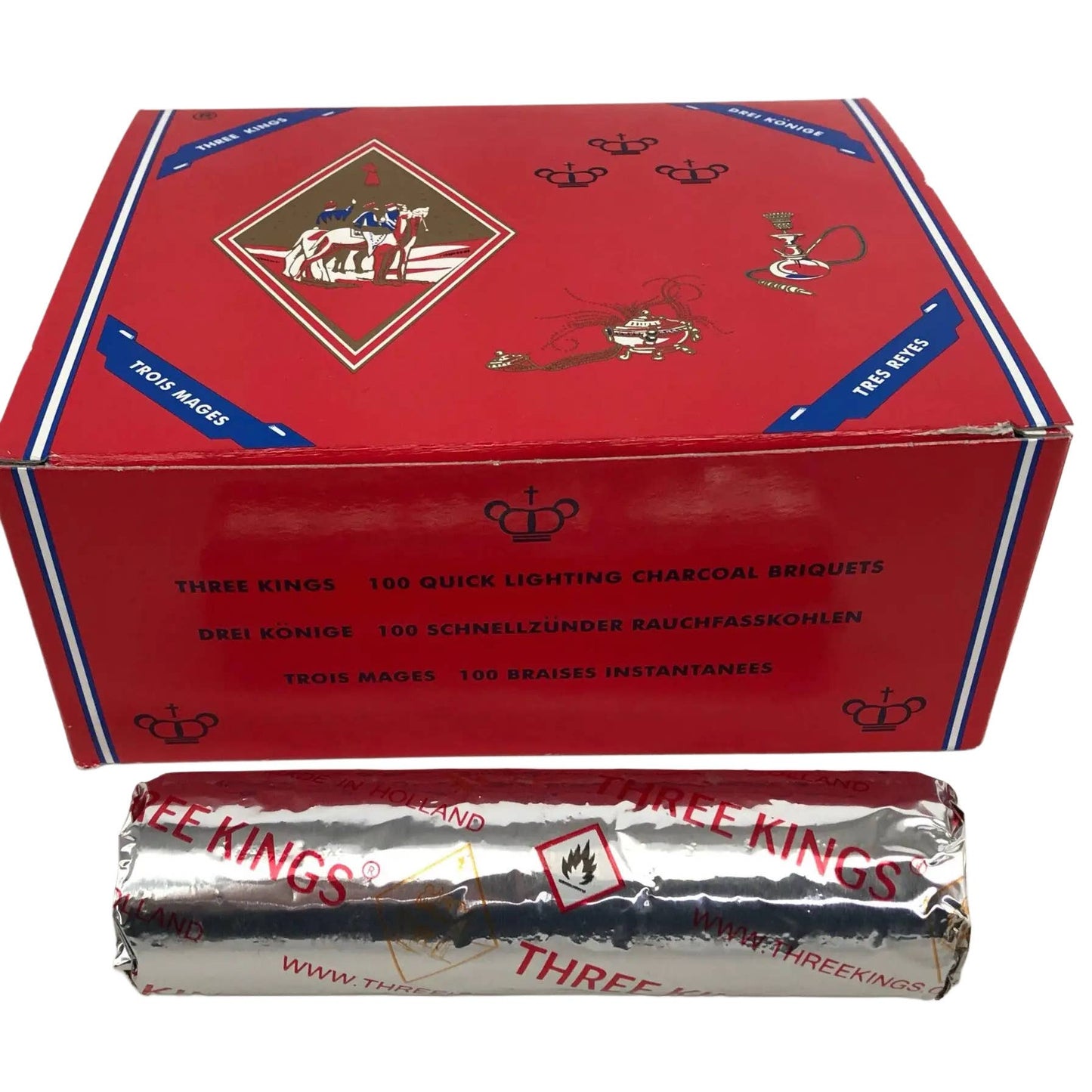 Three Kings Charcoal Briquette (1 Pack of 10 briquettes)