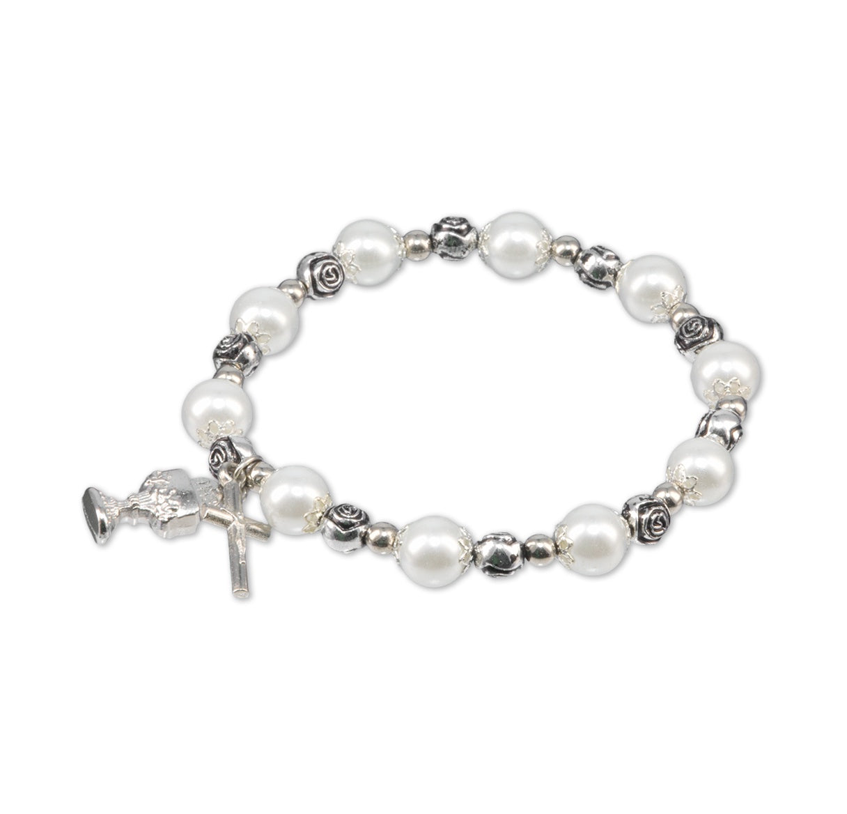 FIRST COMMUNION PEARL AND CRYSTAL BRACELET