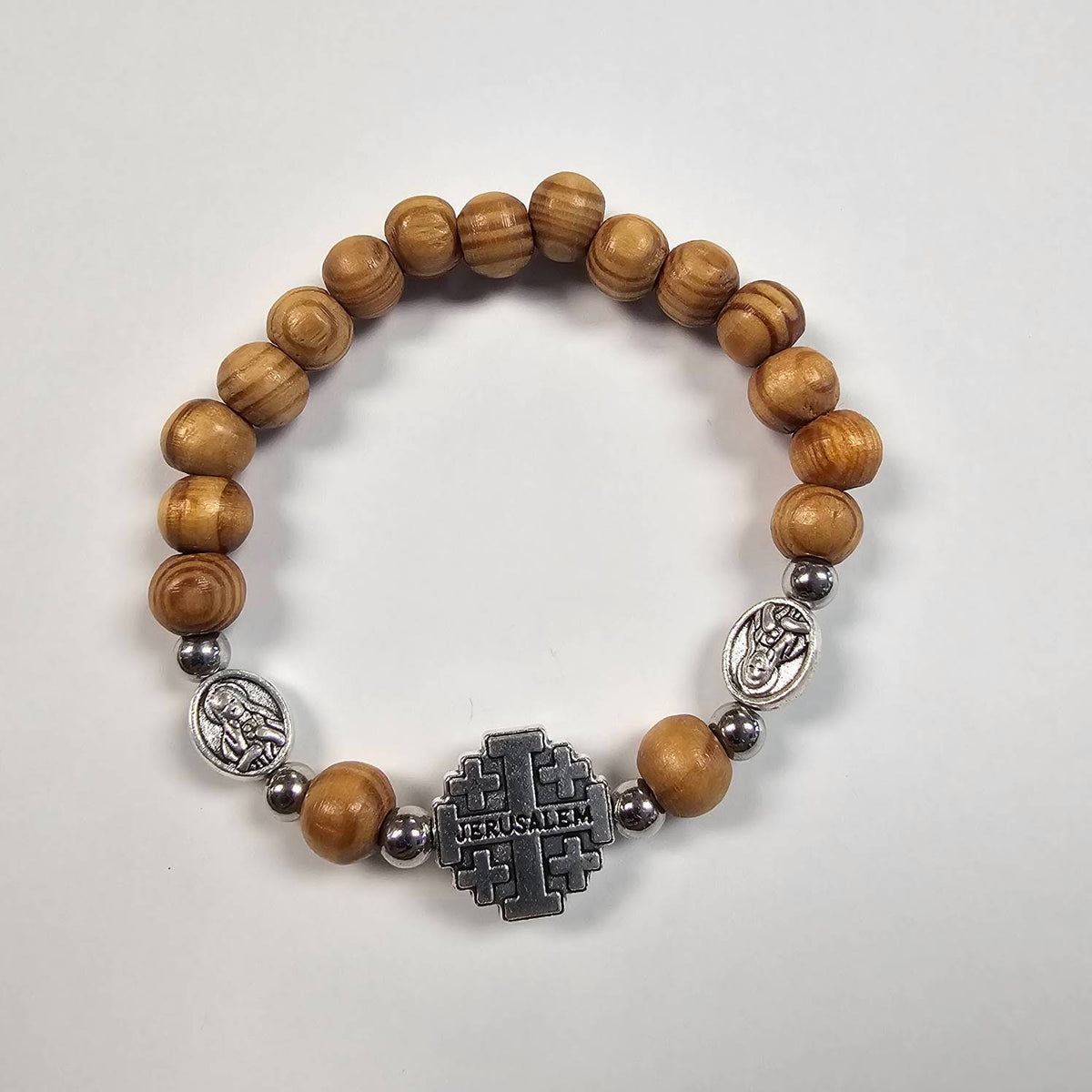 Holy Land Olive Wood Bracelet with Charms
