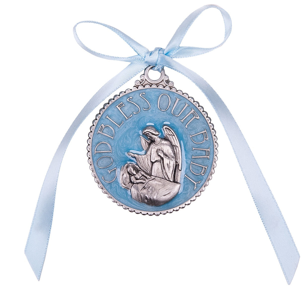 Enameled Guardian Angel - Crib Medal