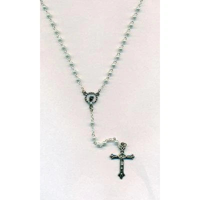 Faux Light Blue Pearl Rosary