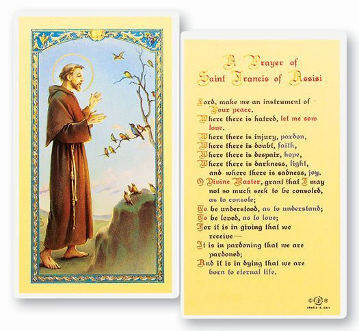 St. Francis of Assisi, Prayer for Peace - Holy Card