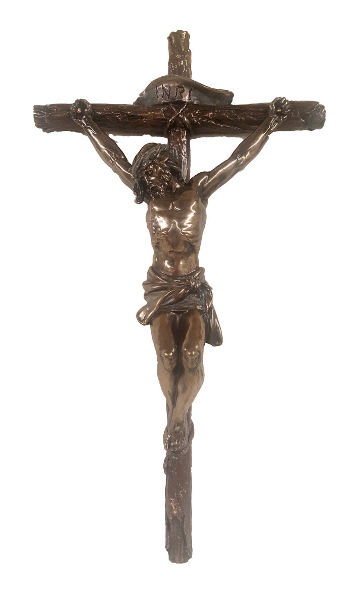 Crucifix, Lightly Hand-Painted, Cold Cast Bronze,  16" - #SR-72690