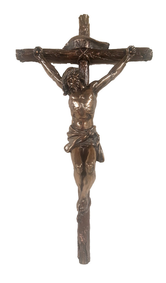 Crucifix, Lightly Hand-Painted, Cold Cast Bronze,  16" - #SR-72690