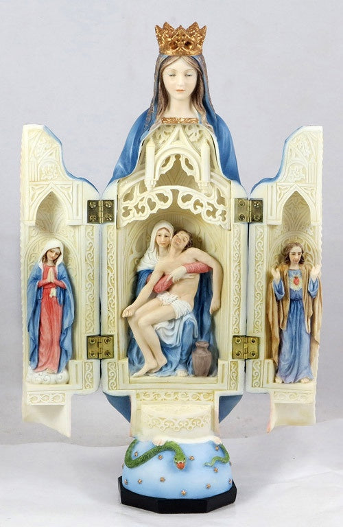 Our Lady of Grace triptych hand-painted - 11 inch