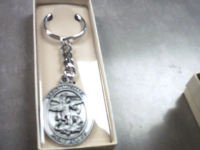 St. Michael key chain - silver tone