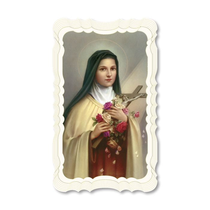 St. Therese of Lisieux Holy Card with Scalloped Edge - Blank on Back for Printing