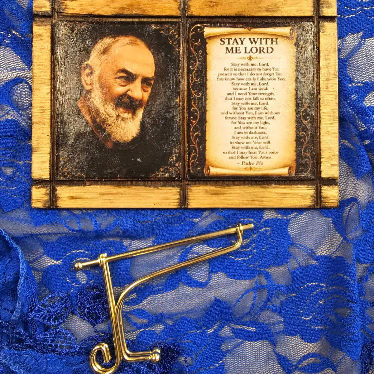 Handmade Wood Plaque with Gold Stand