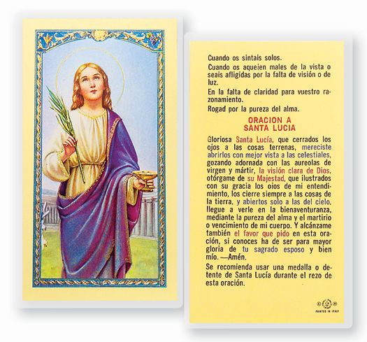 Oracion A St. Lucia Holy Card