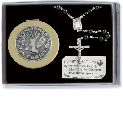 Confirmation Black Rosary with Keepsake Box