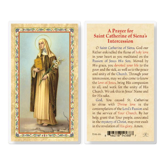 St. Catherine of Siena  Holy Card Biography or Intercession Prayer