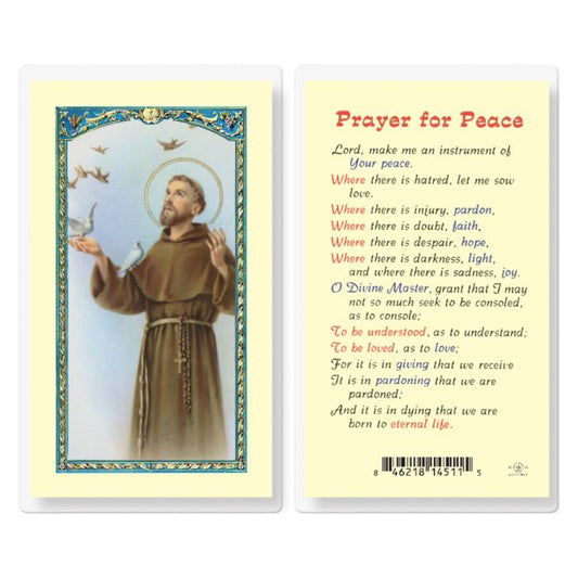 St. Francis Of Assisi Prayer For Peace Holy Card