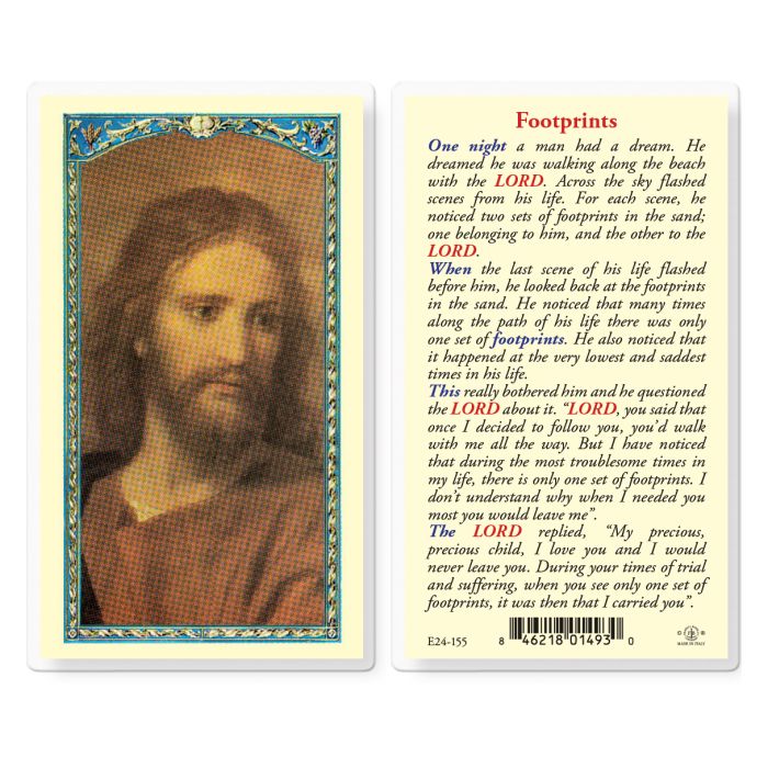 Footprints in the Sand Holy Card