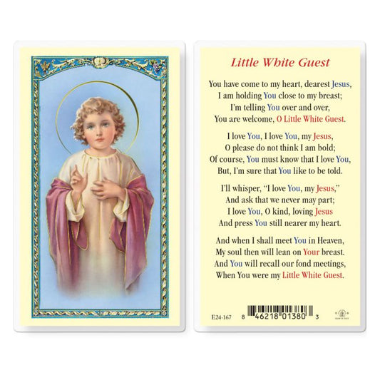 Little White Guest Laminated Holy Card
