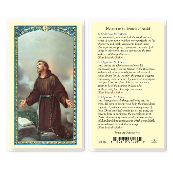 St. Francis of Assisi Novena Holy Card