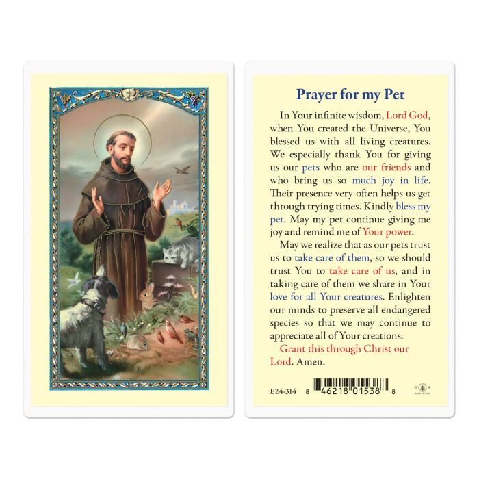 St. Francis - Prayer For My Pet - Holy Card