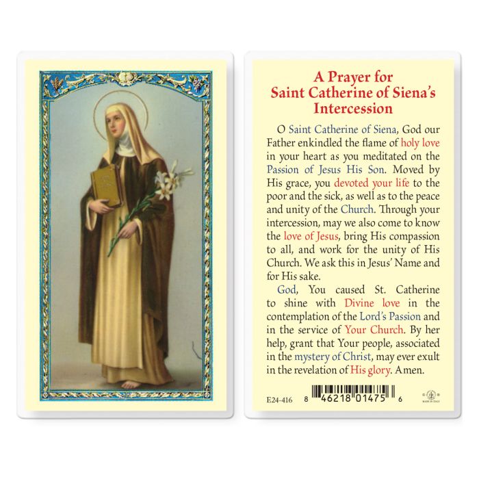 St. Catherine of Siena  Holy Card Biography or Intercession Prayer