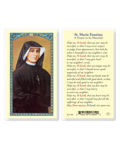 St. Maria Faustina Holy Card - A Prayer to be Merciful