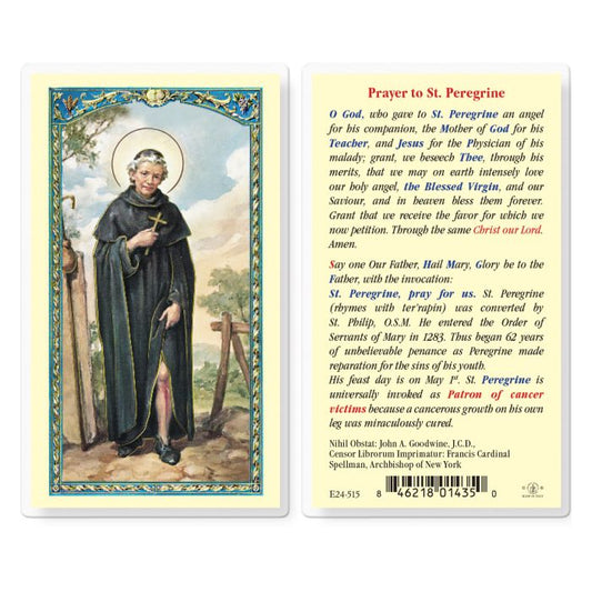 Prayer to St. Peregrine - Laminated Holy Card