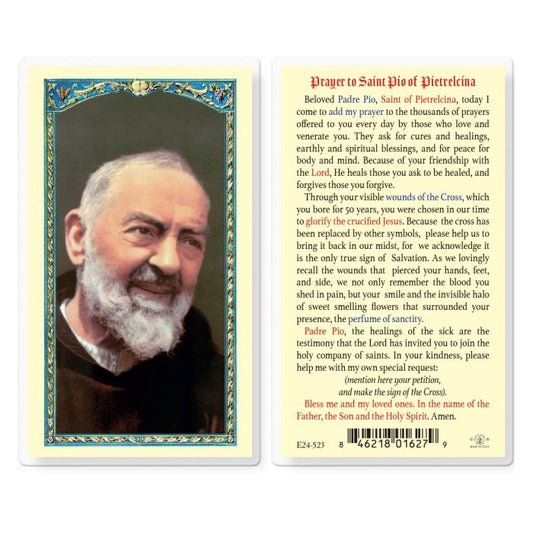 St. Pio of Pietrelcina (Padre Pio) - Laminated Holy Card