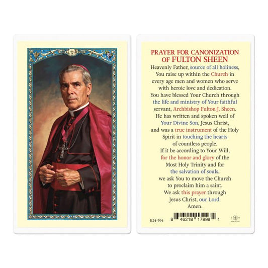 Bl. Fulton Sheen, Prayer for Canonization - Laminated Holy Card