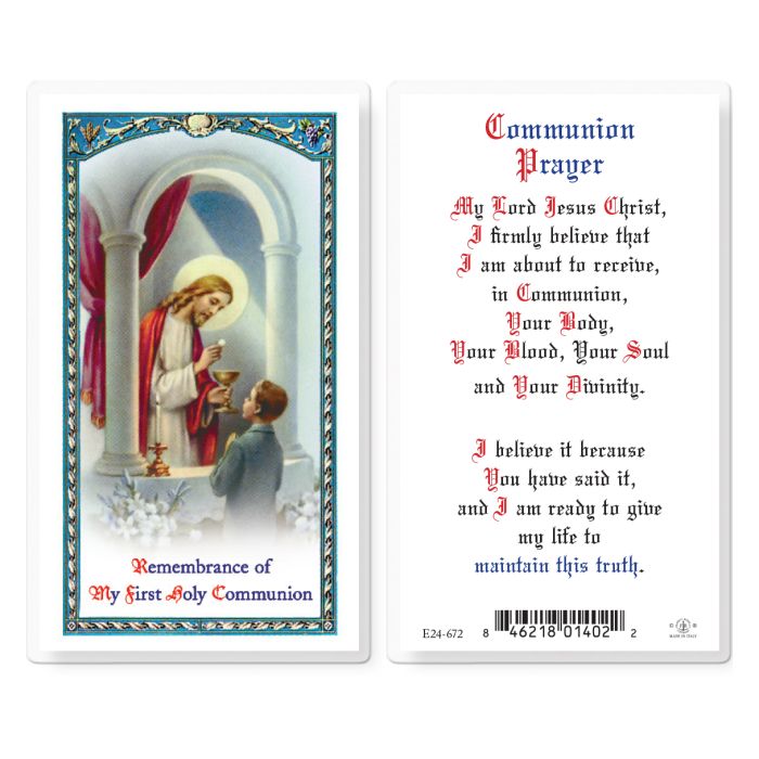 Remembrance of my First Holy Communion Laminated Holy Card