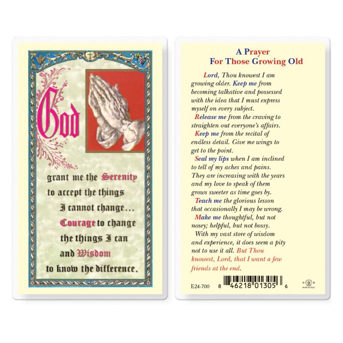 A Prayer for Growing Old Gracefully Holy Card