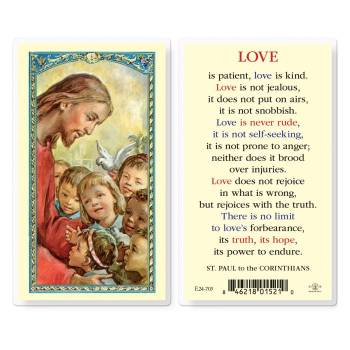 Love is patient, Love is kind - St. Paul to the Corinthians - Holy Card