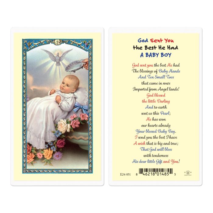 God Sent You The Best He Had - A Baby Boy Prayer Card