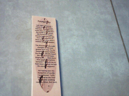 Footprints prayer bookmark