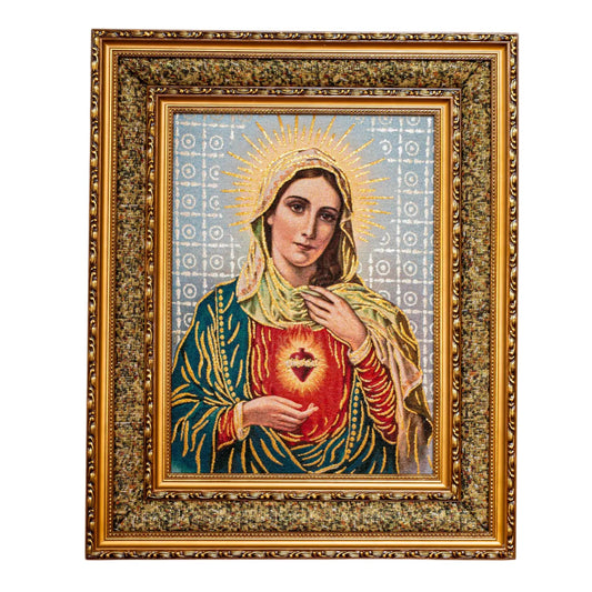 Immaculate Heart of Mary Double Padded Framed Image - 21"