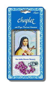 Saint Therese Deluxe Chaplet with Pink Glass Beads