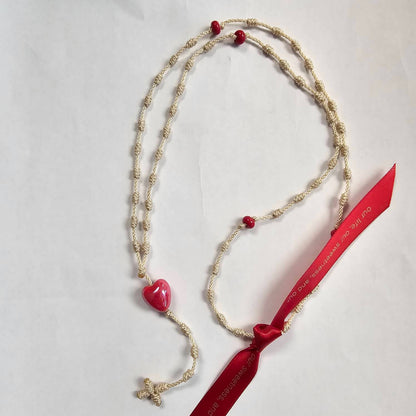 Made with Love, Corded Rosaries with Ceramic Heart Center