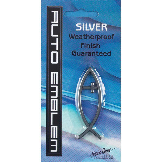 Auto Emblem Fish (Ichthus) with Cross - Mini