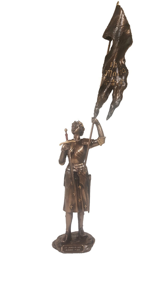 St. Joan of Arc, Lightly Hand-Painted, Cold Cast Bronze, 11" - #SR76022