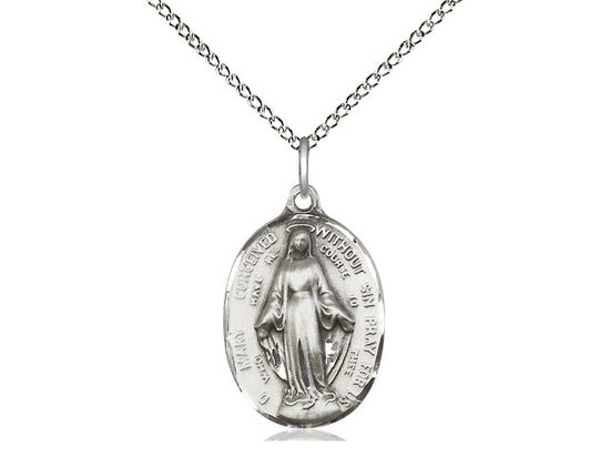 Immaculate Conception Sterling Silver Medal with Chain