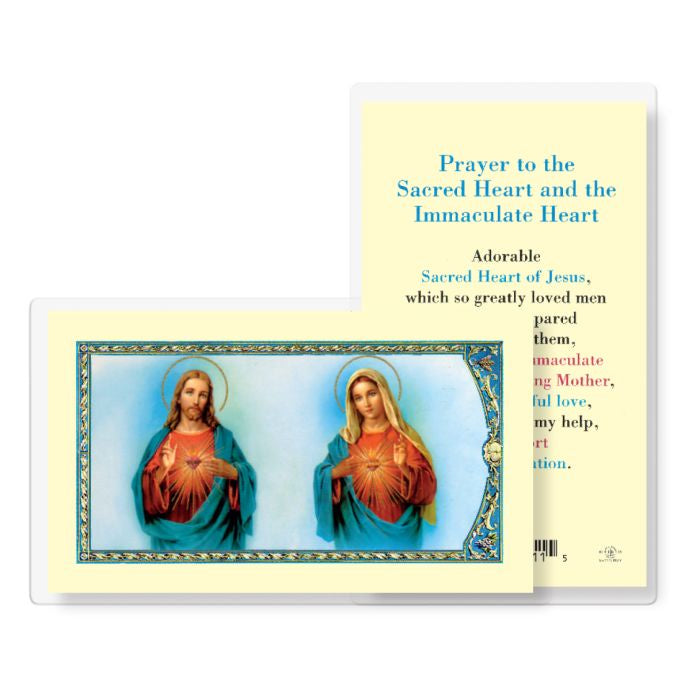 Prayer to the Sacred Heart and the Immaculate Heart Holy Card