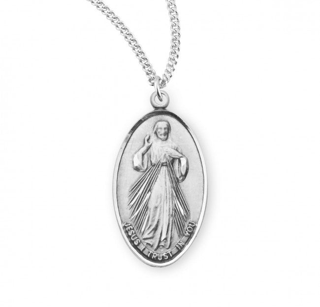 Divine Mercy/ Saint Faustina Sterling Silver Medal - Necklace (S1206)