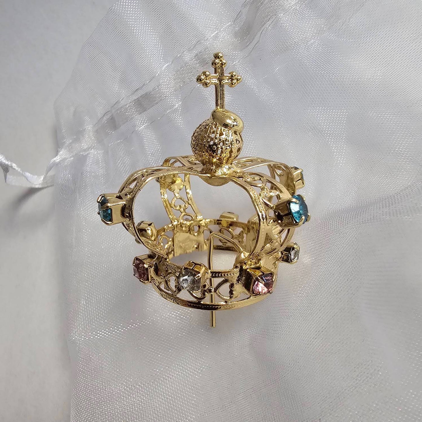 Jeweled Gold-tone Metal Crown - Statue Accessory