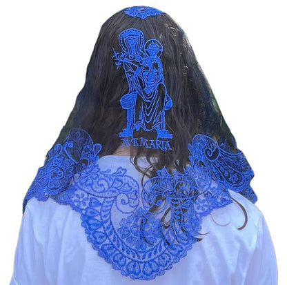 Ave Maria Spanish Lace Veil - BLUE 