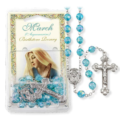 Birthstone Colored Rosaries, Acrylic Aurora Borealis Beads