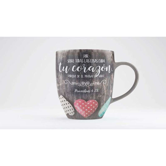 Taza "Por todo sobre todas las cosas cuida tu corazón" - Colección Vintage